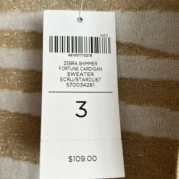 Chico’s Zebra Shimmer Fortune Cardigan Sweater Wool Blend Size 3 (US XL/16) NWT - Picture 7 of 11